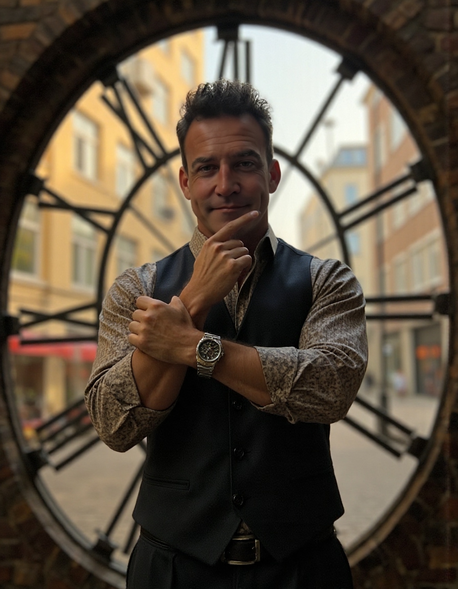 jon407 a man as a time traveler, steampu-FLUX Dev